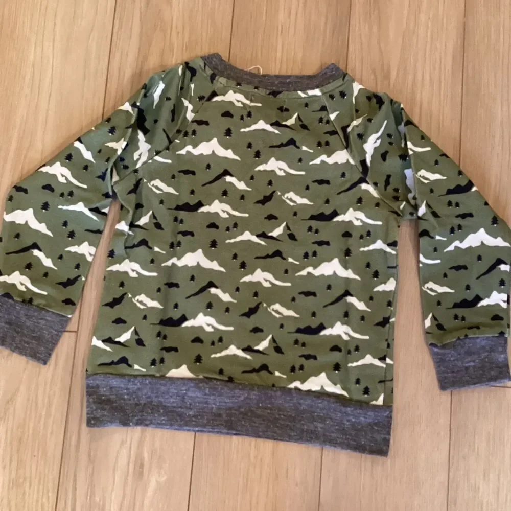 NWT. Miki Miette Brand Boys Long Sleeve Mountainside Print Shirts Sz 3T and 5